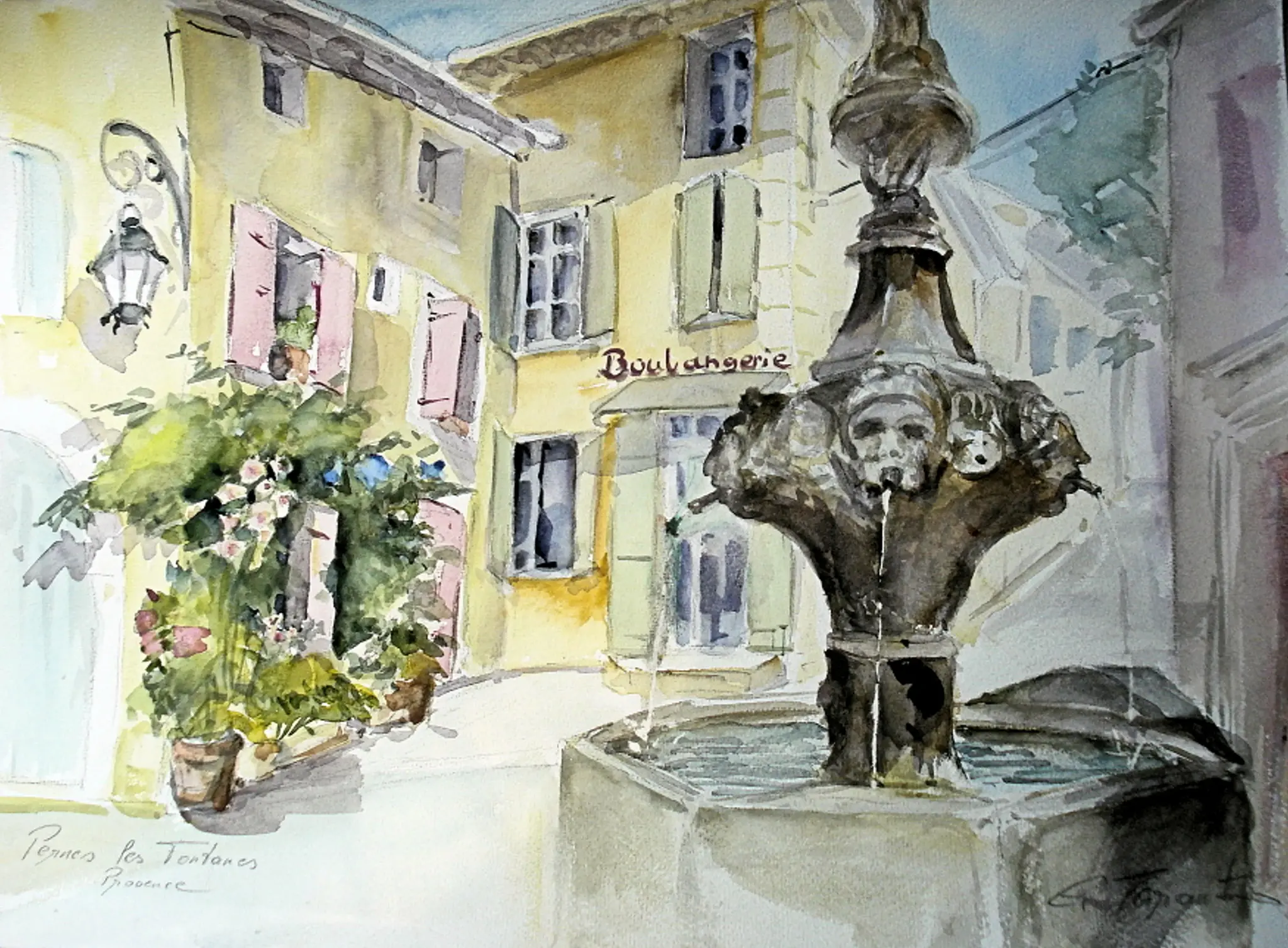 Provence Impression - Südfranzösische Landschaftsstimmung Aquarellmalerei von Arte Tarantino