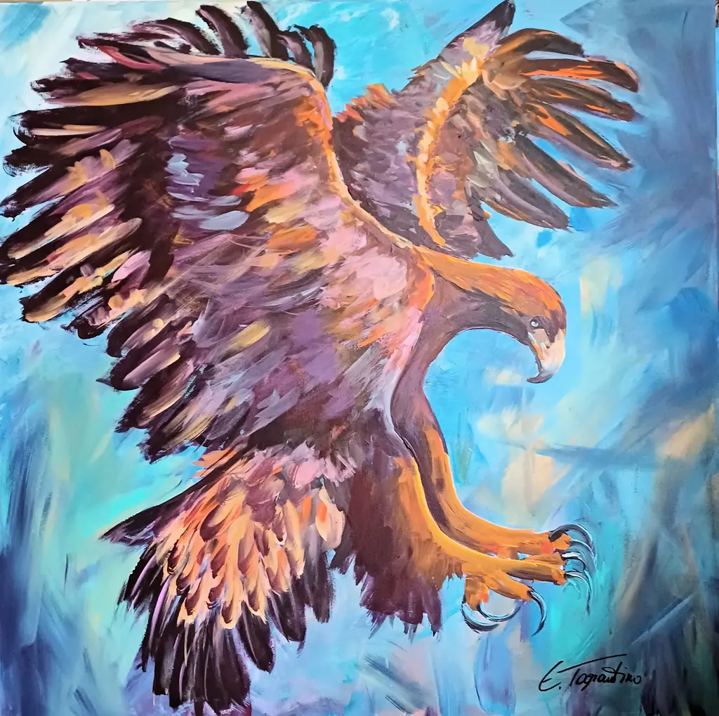 Steinadler - Majestätischer Greifvogel Acrylbild auf Leinwand 80x80cm von Arte Tarantino