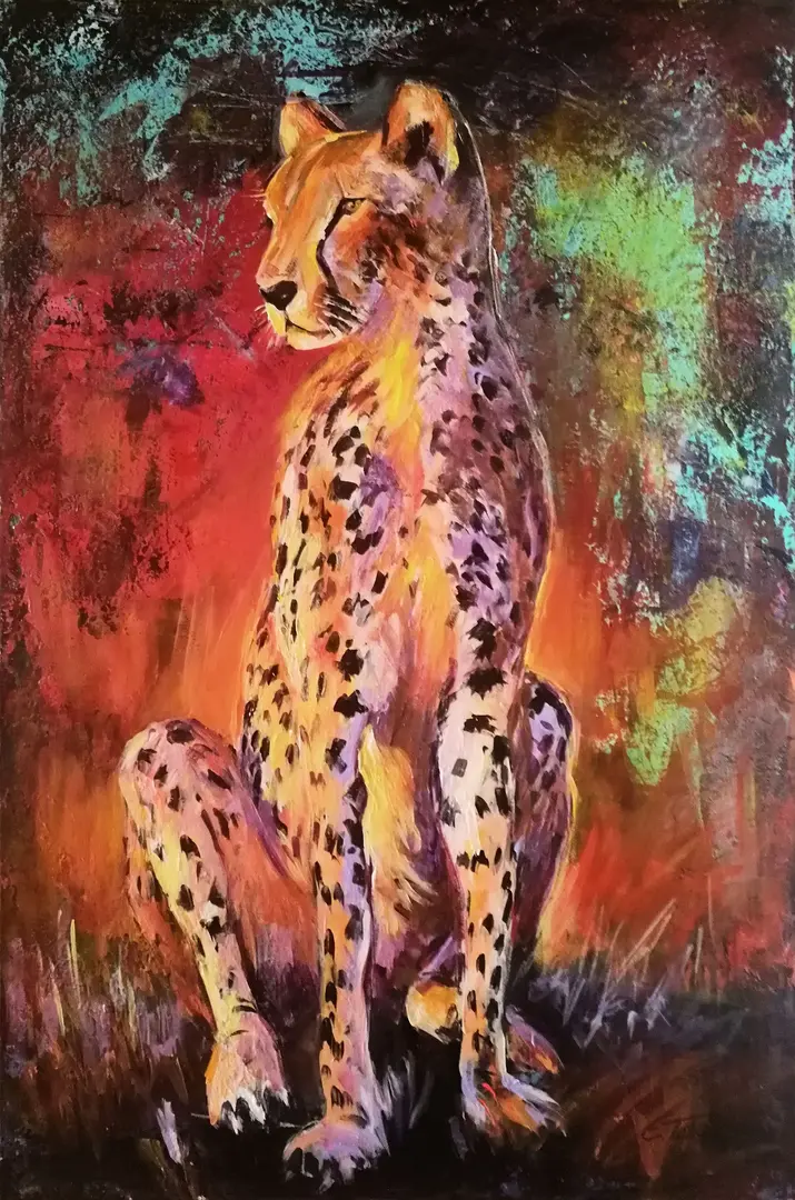 Gepard Wildlife - Schnellste Raubkatze Acrylbild auf Leinwand 80x120cm von Arte Tarantino