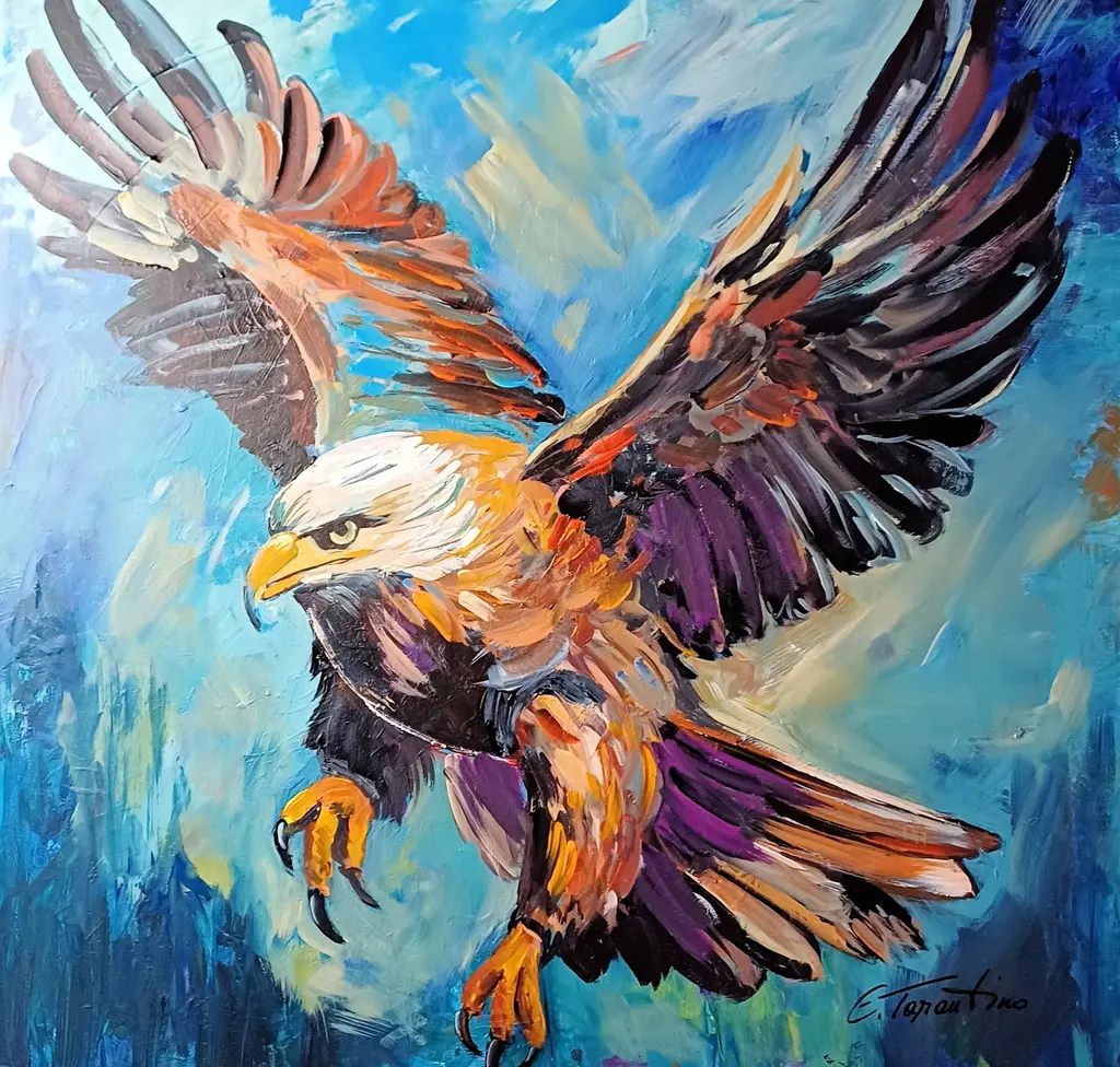 Weißkopf-Seeadler - Amerikanischer Adler Acrylbild auf Leinwand 80x80cm von Arte Tarantino