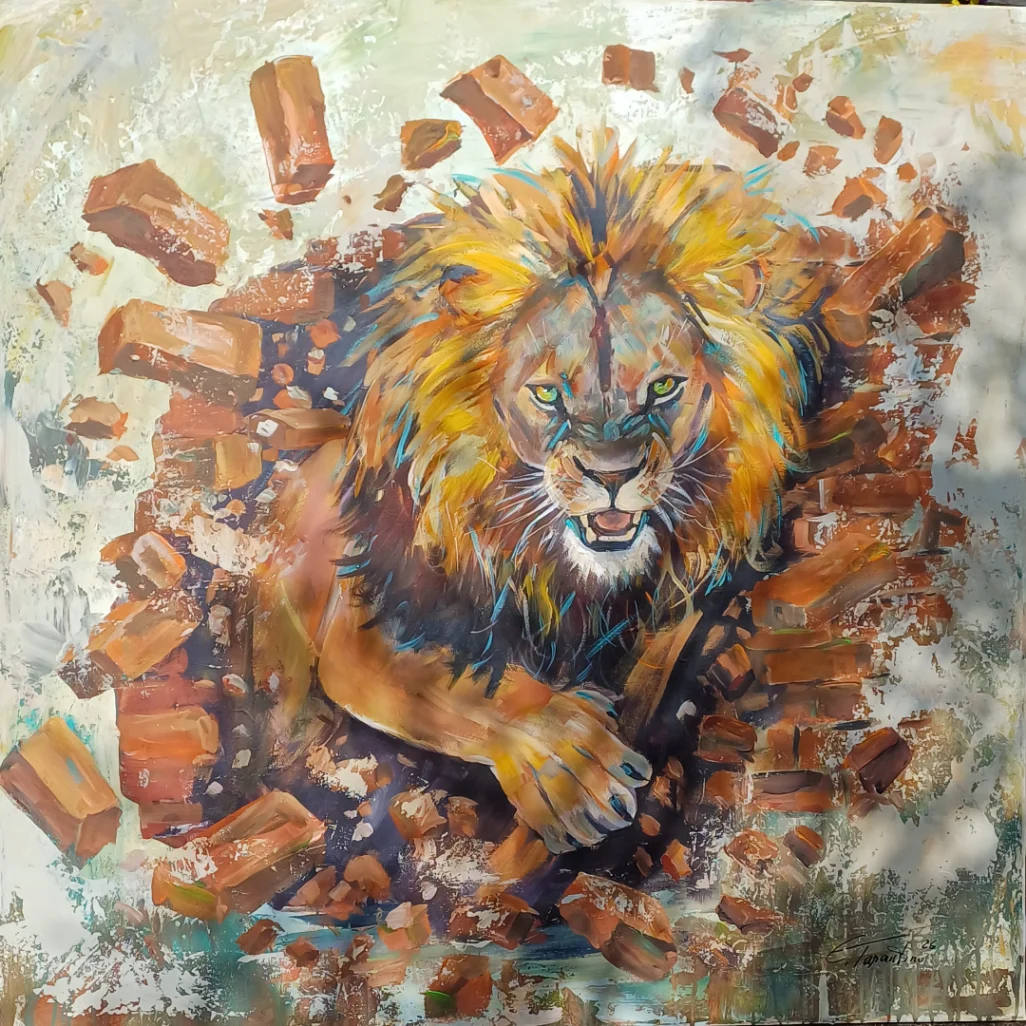 Streetart, Löwe, angry lion,